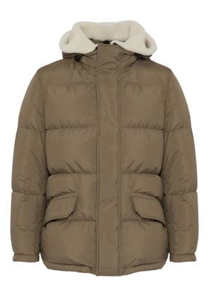 Yves Salomon shearling-trimmed hooded padded coat - Green