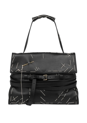 Moschino stitched leather shoulder bag - Black