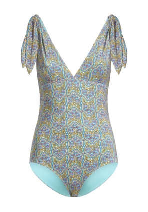 ETRO printed tie-shoulder swimsuit - Blue