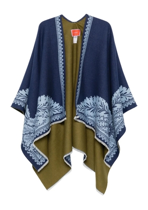 La DoubleJ paisley-print fringed poncho - Blue