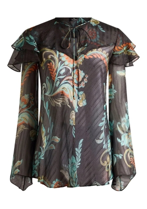 ETRO ruffled floral print blouse - Black