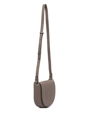 Karl Lagerfeld logo-cut half-moon bag - Brown