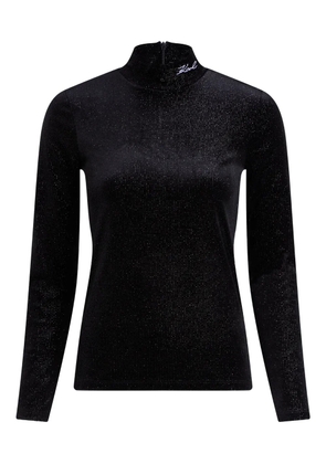Karl Lagerfeld sparkle velvet high-neck top - Black