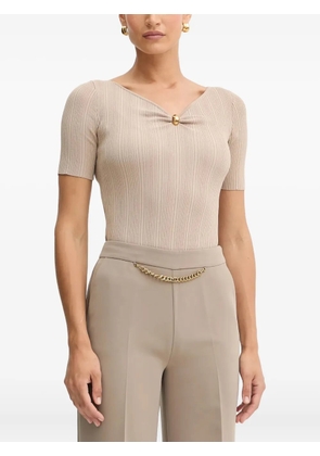 MARCIANO by GUESS ribbed button-detail T-shirt - Neutrals