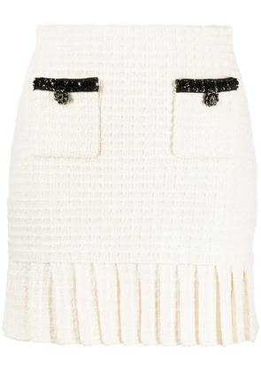 Self-Portrait waffle-knit mini skirt - Neutrals