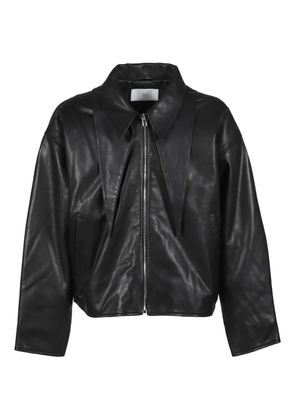 EZR pointed-collar leather jacket - Black