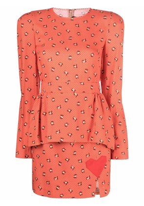 Ulyana Sergeenko printed peplum dress - Red