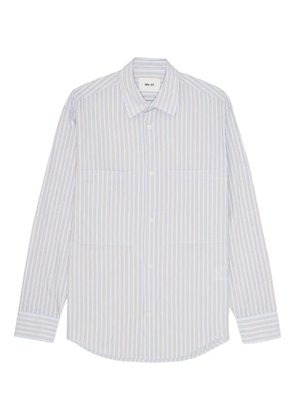 NN07 A light, smooth shirt in cotton, woven in a yarn dyed stripe. - Blue