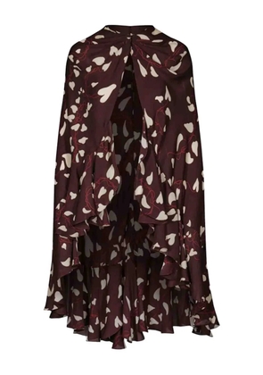 Johanna Ortiz printed ruffled silk coat - Brown