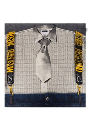 Moschino shirt-print silk scarf - White