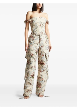 Manière De Voir Bonnie floral-jacquard corset top - Neutrals