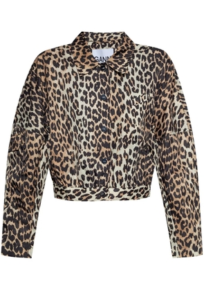 GANNI leopard-print jacket - Neutrals