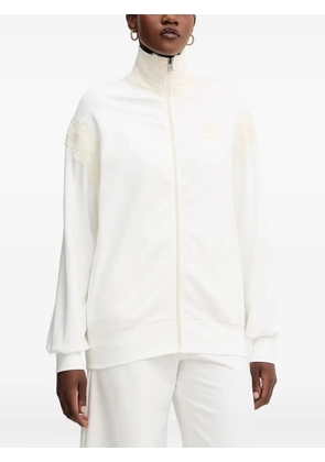Ermanno Scervino lace-detail zip-up sweatshirt - White