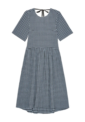 GANNI checked seersucker midi dress - Blue