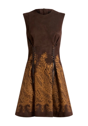 ETRO lace-up paisley-print mini dress - Brown