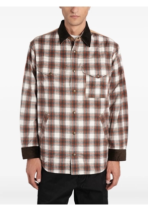 Junya Watanabe MAN checked corduroy-paneled overshirt - Brown