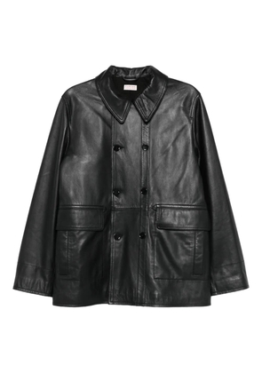 FURSAC double-breasted leather shirt jacket - Black