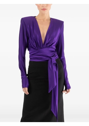 Alexandre Vauthier V-neck tie top - Purple