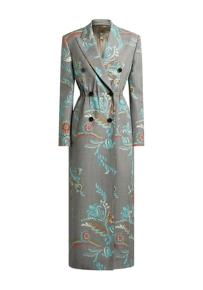 ETRO daffodil-print double-breasted coat - Grey