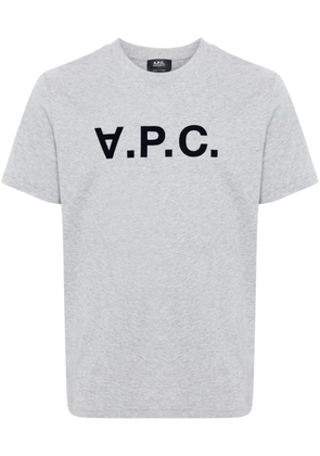A.P.C. flocked-logo cotton T-shirt - Grey