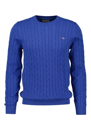 Gant cable-knit crew-neck sweater - Blue