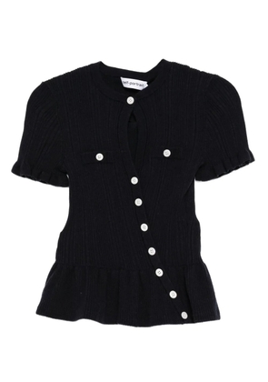 Self-Portrait ruffled button top - Blue