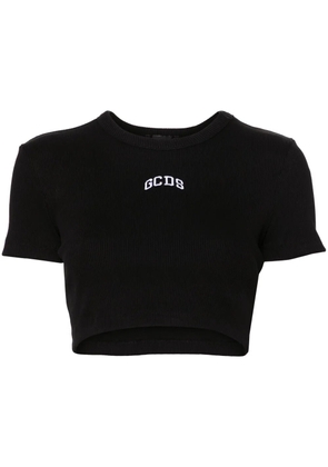 GCDS logo cropped T-shirt - Black