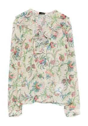 ETRO ruffled floral top - Neutrals