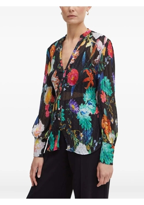 GUESS USA floral-pattern long-sleeve blouse - Black