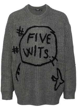 FIVE CM graphic-print long-sleeved jumper - Grey