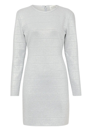 Hervé Léger metallic long-sleeve minidress - Silver