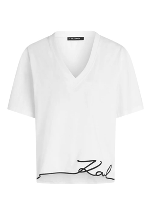 Karl Lagerfeld Signature hem v-neck T-shirt - White