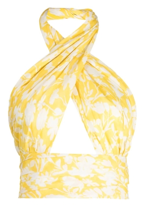 Bambah Catania floral-print cropped top - Yellow
