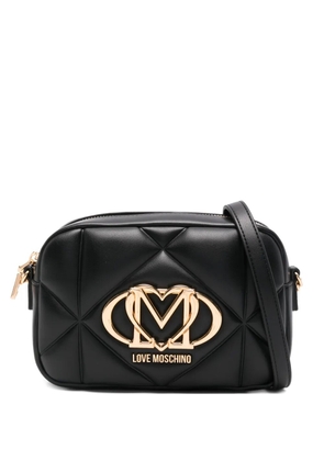 Love Moschino quilted logo-plaque shoulder bag - Black