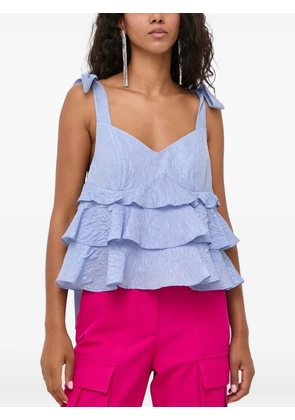 Custommade tie-detail ruffled top - Purple