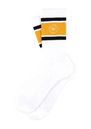 Sporty & Rich striped logo socks - White