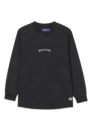 aftermaths embroidered long-sleeve sweater - Black
