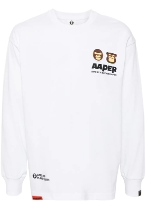 AAPE BY *A BATHING APE® Moonface patch long-sleeve tee - White