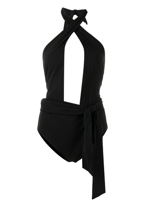 Tory Burch wrap halterneck swimsuit - Black