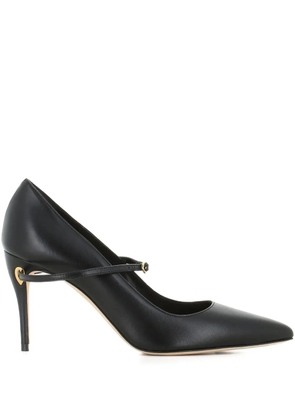 Jennifer Chamandi 85mm Lorenzo strap pointed pumps - Black