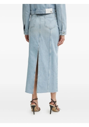 Patrizia Pepe fly-embroidered denim midi skirt - Blue