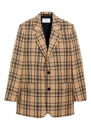 AMI Paris checked wool jacket - Brown