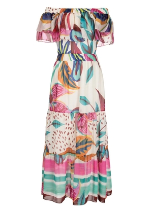 PatBO floral-print off-the-shoulder midi dress - Multicolour