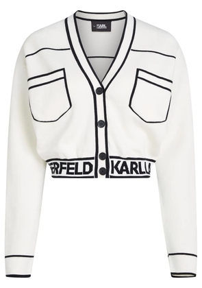 Karl Lagerfeld logo-intarsia cropped cardigan - White