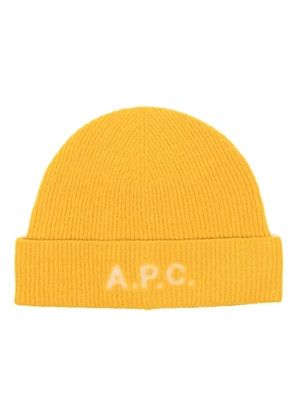A.P.C. logo-print beanie - Yellow