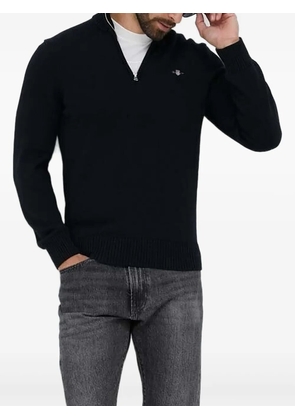 Gant half-zip embroidered sweater - Black