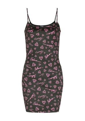 Balmain Crush-print mini dress - Black