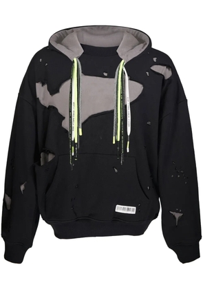 Mostly Heard Rarely Seen layered distressed cotton hoodie - Black