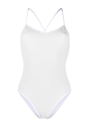 Thom Browne stripe-print seersucker swimsuit - Grey