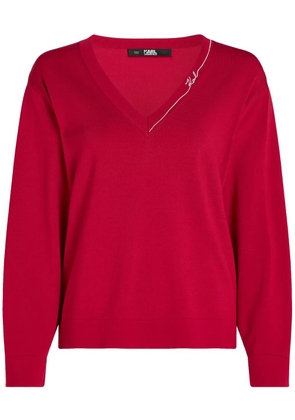 Karl Lagerfeld Signature V-neck jumper - Red